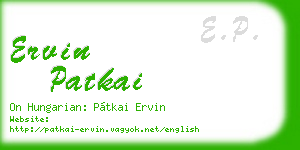 ervin patkai business card