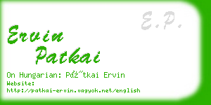 ervin patkai business card